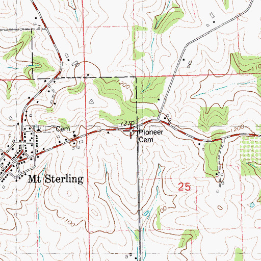 Topographic Map of Pioneer Cemetery, WI