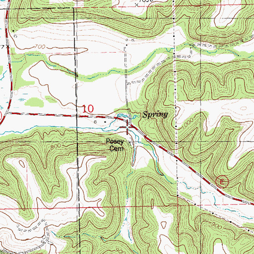 Topographic Map of Posey School (historical), WI
