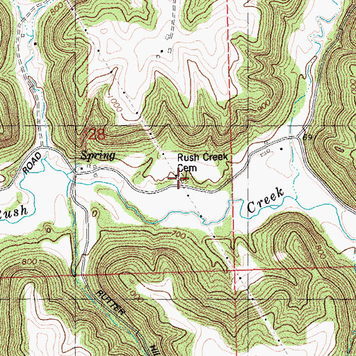 Topographic Map of Rush Creek Cemetery, WI