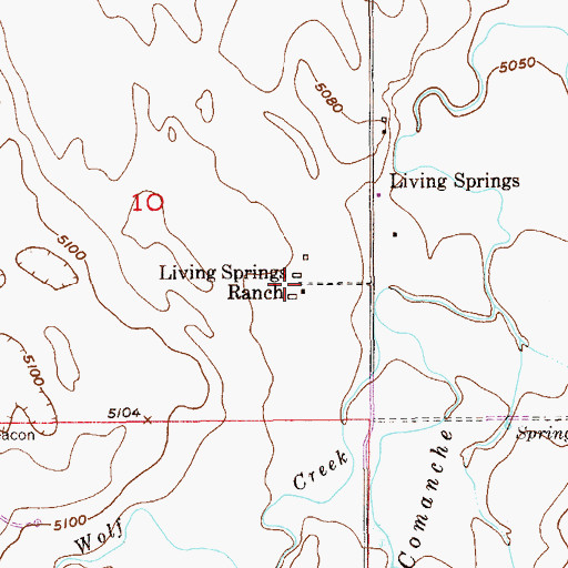 Topographic Map of Living Springs Ranch, CO