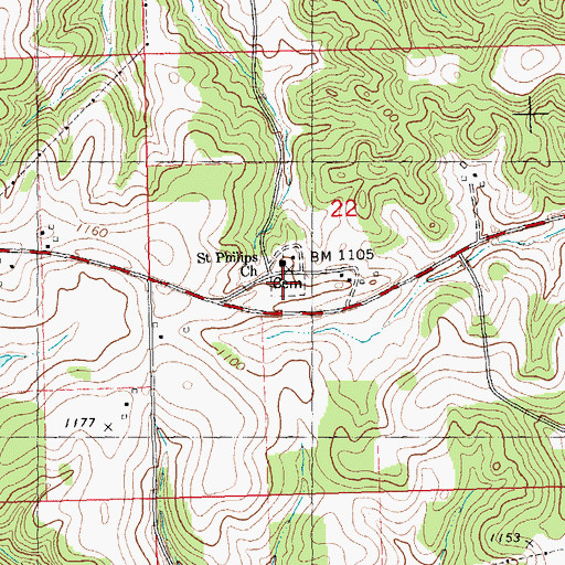 Topographic Map of Saint Phillips Cemetery, WI