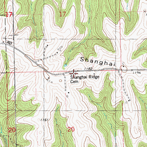 Topographic Map of Shanghai Ridge Cemetery, WI
