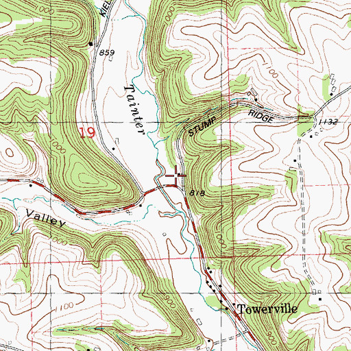 Topographic Map of Towerville School (historical), WI