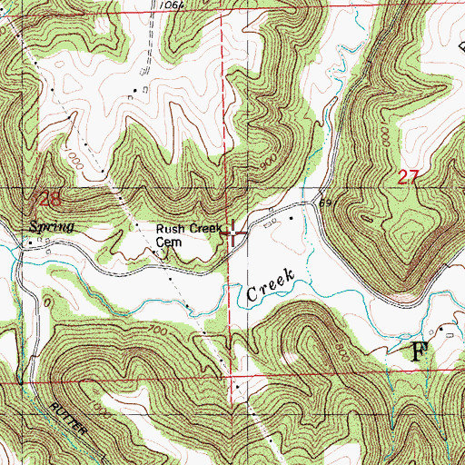 Topographic Map of Upper Rush Creek School (historical), WI