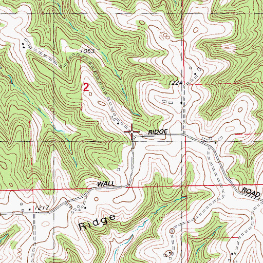 Topographic Map of Wall Ridge School (historical), WI
