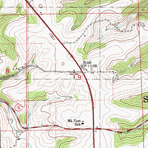 Topographic Map of Wheatville School (historical), WI