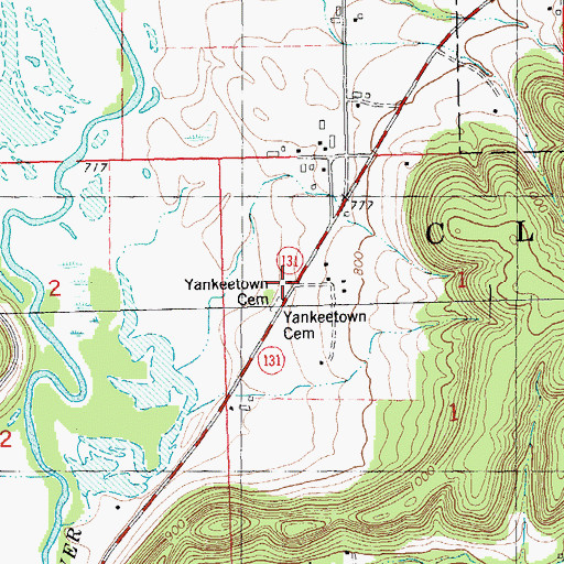Topographic Map of Yankeetown School (historical), WI