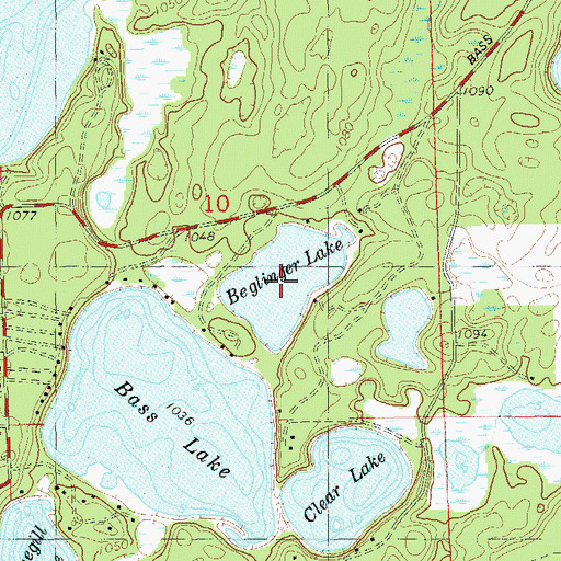 Topographic Map of Beglinger Lake, WI