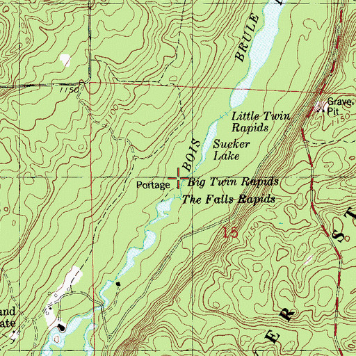 Topographic Map of Big Twin Rapids, WI