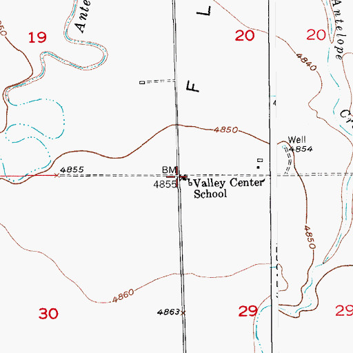 Topographic Map of Valley Center School, CO