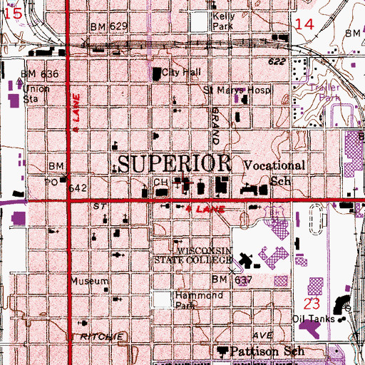 Topographic Map of Cathedral School, WI