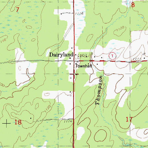 Topographic Map of Dairyland Townhall, WI