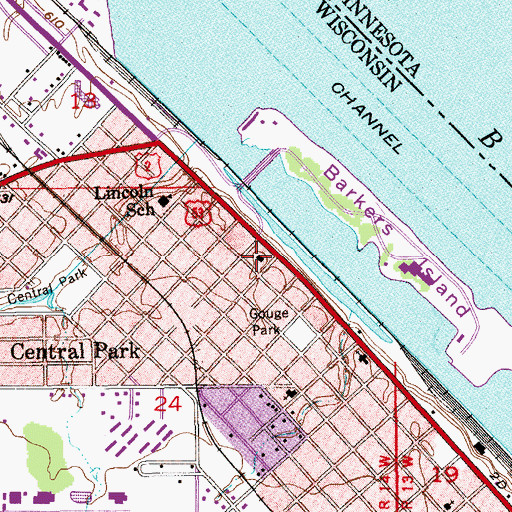 Topographic Map of Douglas County Historical Museum, WI