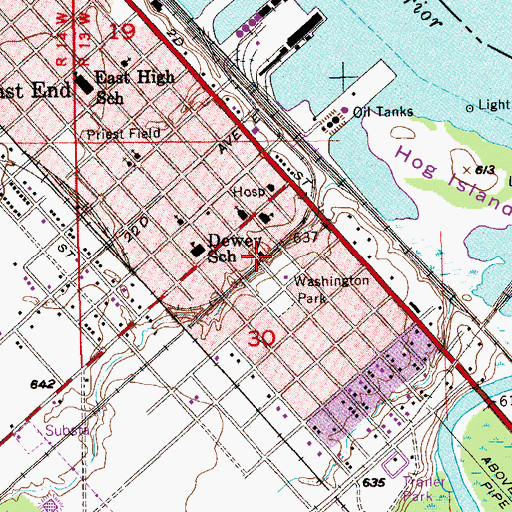 Topographic Map of East End Civic Center, WI