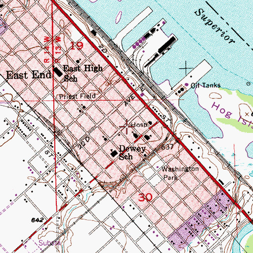 Topographic Map of Fire Station Number 4, WI