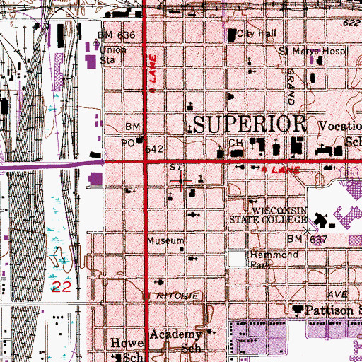 Topographic Map of First Baptist Church, WI