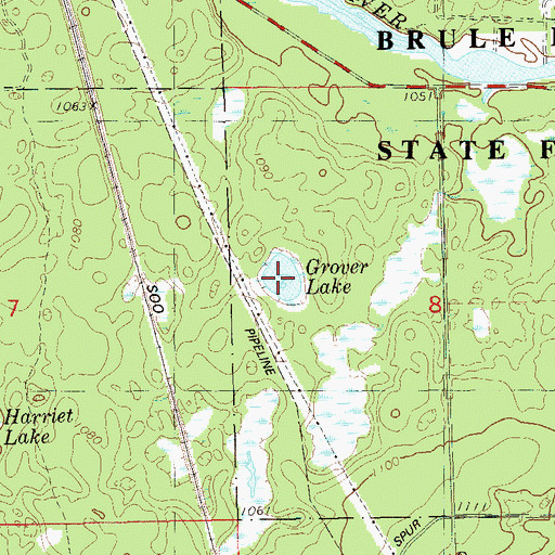 Topographic Map of Grover Lake, WI