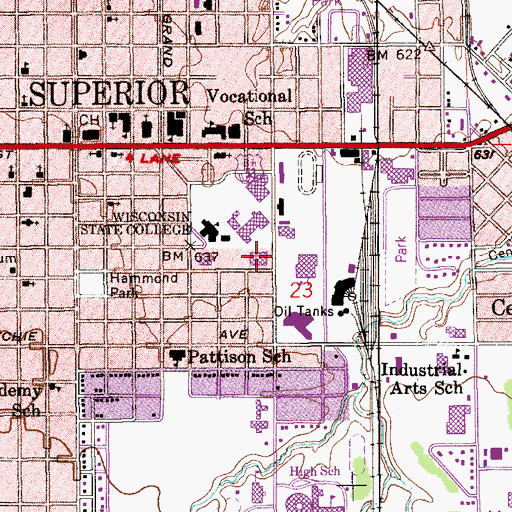 Topographic Map of Holden Fine Arts Center, WI