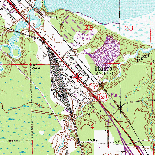 Topographic Map of Itasca Presbyterian Church, WI