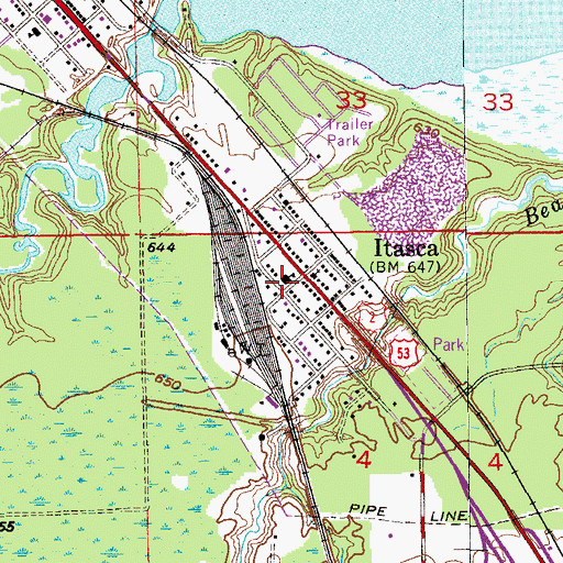 Topographic Map of Itasca Public School (historical), WI