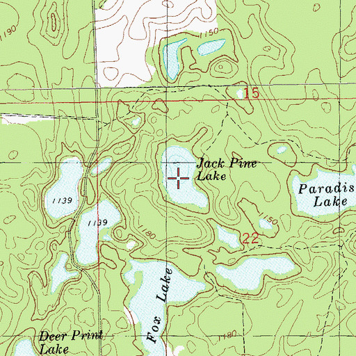 Topographic Map of Jack Pine Lake, WI