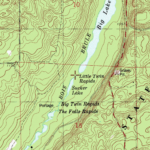 Topographic Map of Little Twin Rapids, WI