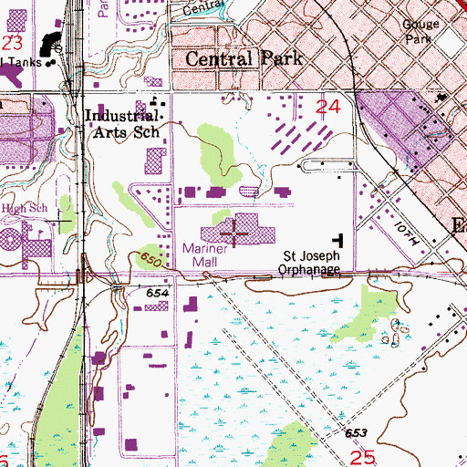 Topographic Map of Mariner Mall Shopping Center, WI