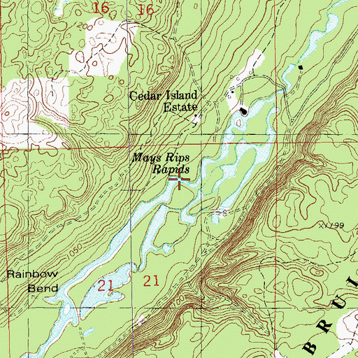 Topographic Map of Mays Rips Rapids, WI