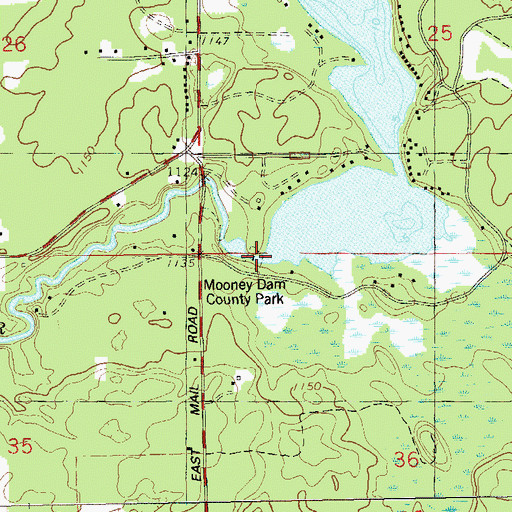 Topographic Map of Mooney Dam County Park, WI