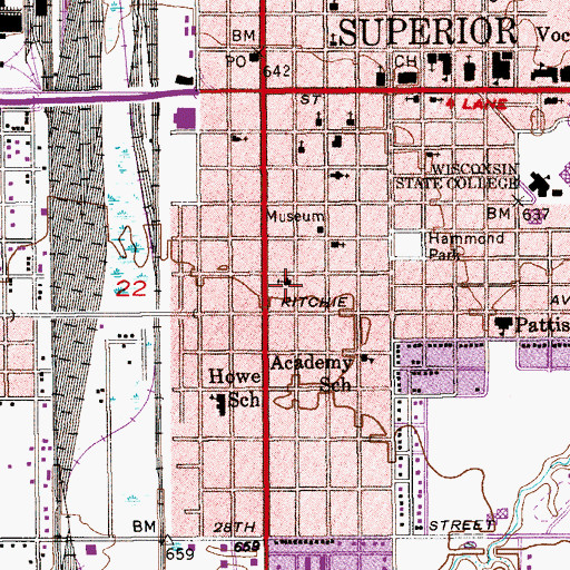 Topographic Map of Ogden Avenue Baptist Church, WI