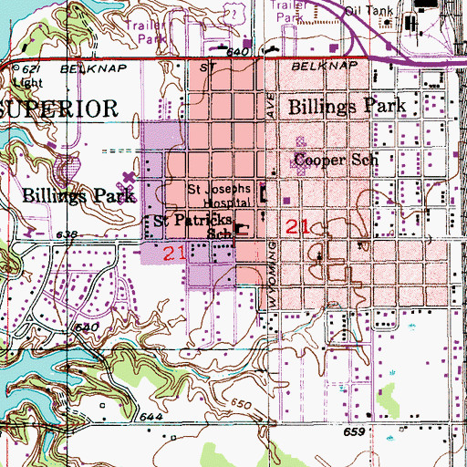 Topographic Map of Saint Patricks Roman Catholic Church, WI