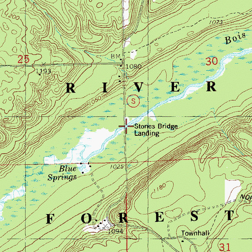 Topographic Map of Stones Bridge Landing, WI