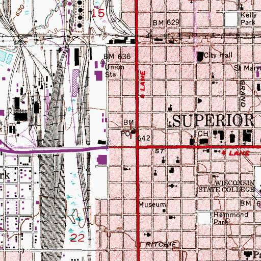 Topographic Map of Superior Post Office, WI