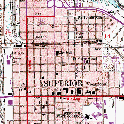 Topographic Map of Superior Seventh Day Adventist Church, WI