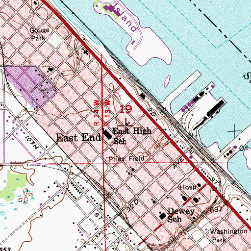 Topographic Map of Twin Ports Baptist Church, WI