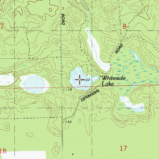 Topographic Map of Whiteside Lake, WI