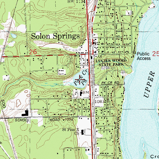 Topographic Map of Park Creek Pond, WI
