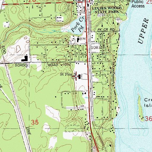 Topographic Map of Saint Pius X Church, WI