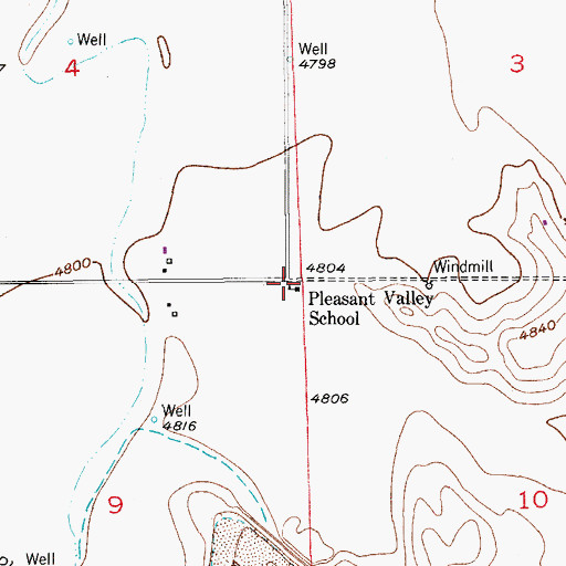 Topographic Map of Pleasant Valley School, CO