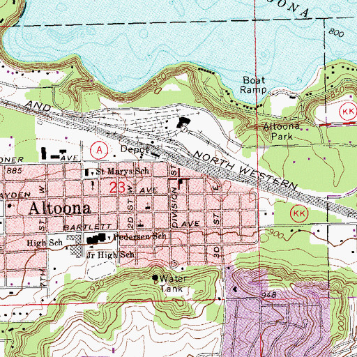 Topographic Map of Altoona City Hall, WI