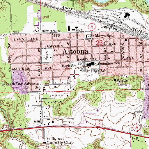 Topographic Map of Altoona High School, WI