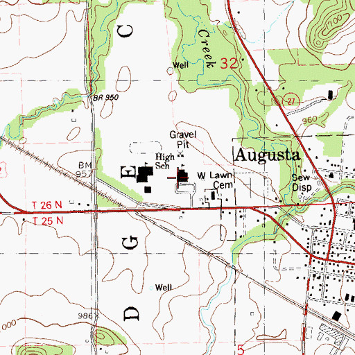 Topographic Map of Augusta Elementary School, WI