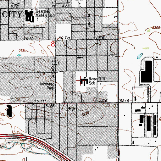Topographic Map of Rose Hill Elementary School, CO