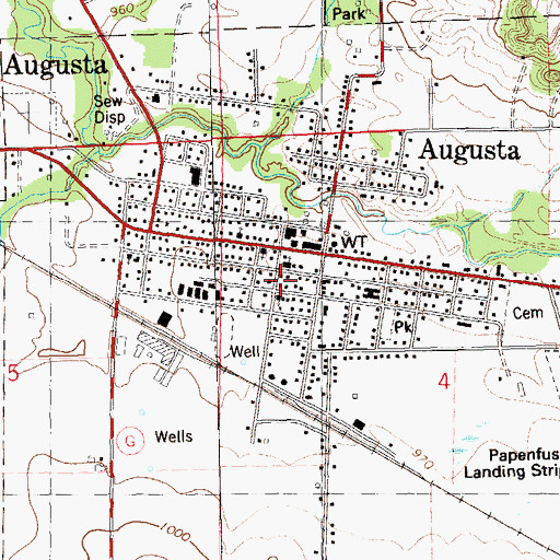Topographic Map of Augusta Post Office, WI