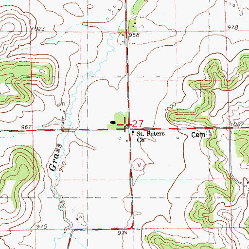 Topographic Map of Beargrass School (historical), WI