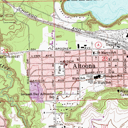 Topographic Map of Bethlehem Lutheran Church, WI