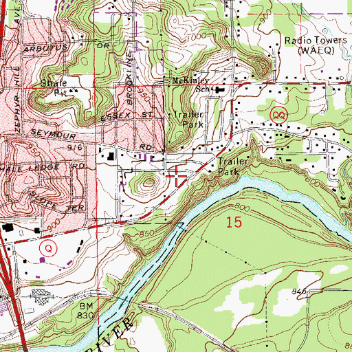 Topographic Map of Birch Street Baptist Church, WI
