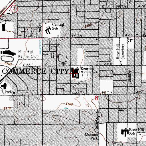Topographic Map of Kearney Middle School, CO
