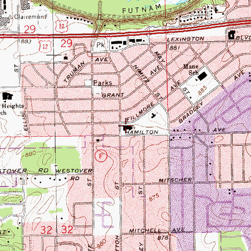 Topographic Map of Chapel Heights United Methodist Church, WI