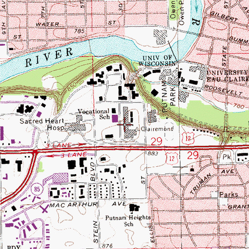 Topographic Map of Chippewa Valley Technical College, WI